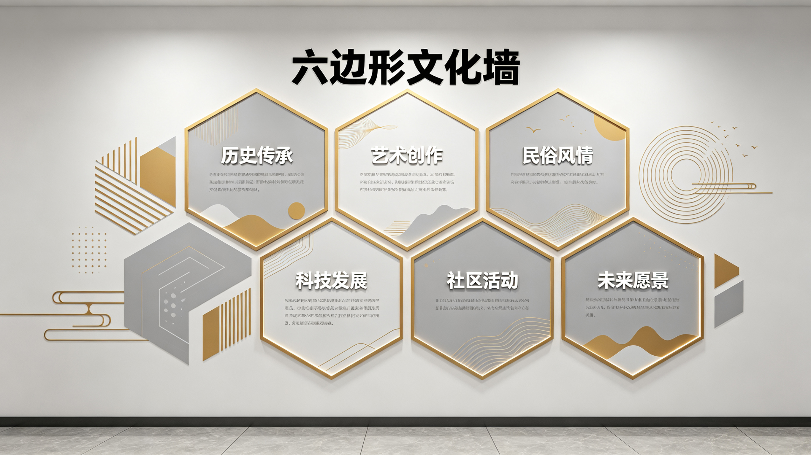 仙桃企业文化墙 | 六边形信息美学